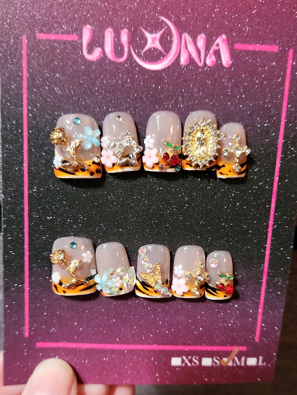 Tiger French Press On Nails. Size Medium